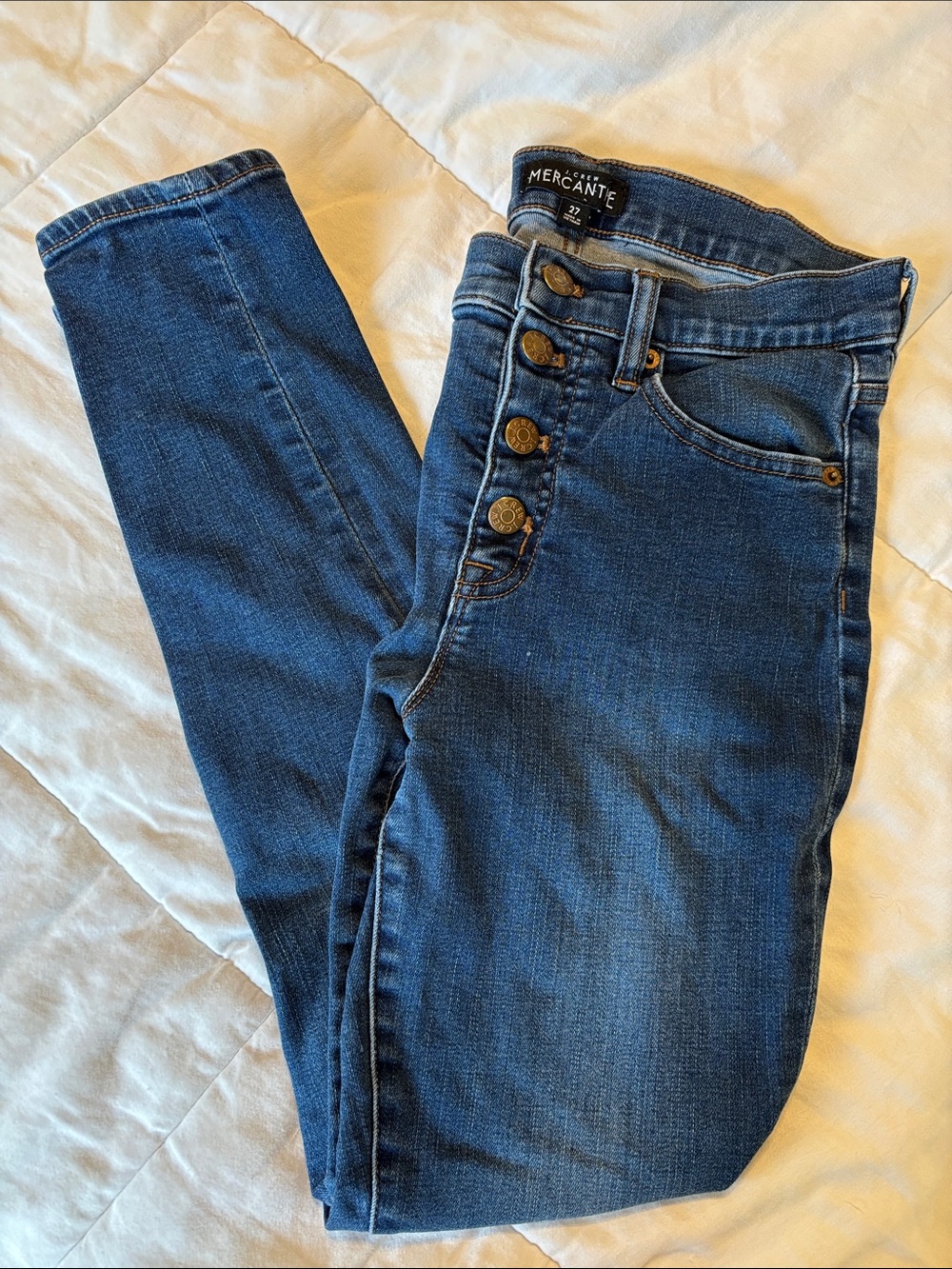 High-Rise Button-Fly Women’s skinny jeans dark blue